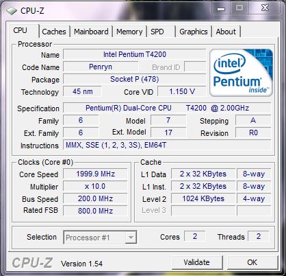 CPU-Z 1.89 — бесплатная диагностическая утилита